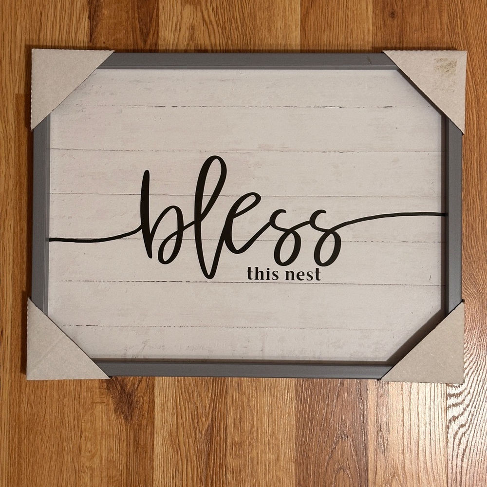 Home Decor Framed Bless This Nest Wall Art NEW